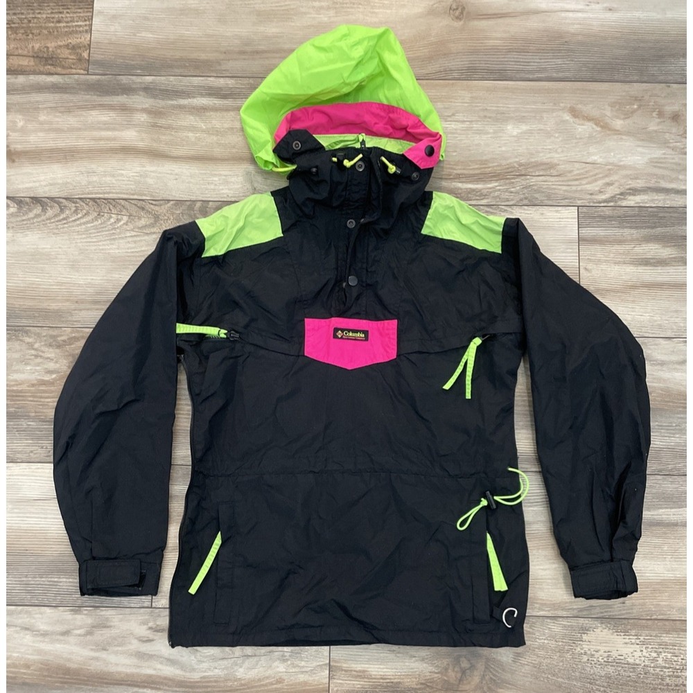 Vintage 80s/90s Columbia hot, pink, neon, green Anorak Ski Jacket - Youth L